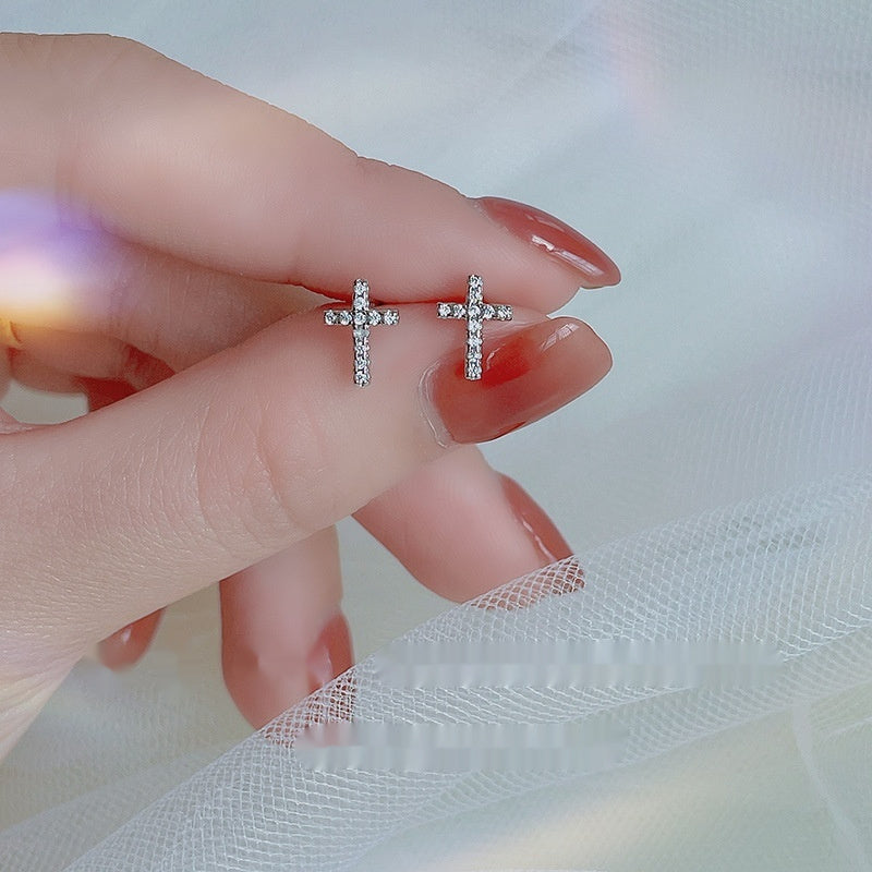 2024 New Fashion Stainless Steel Cross Earrings Product Temperament All Match Birthday Anniversary Earrings Small Gift