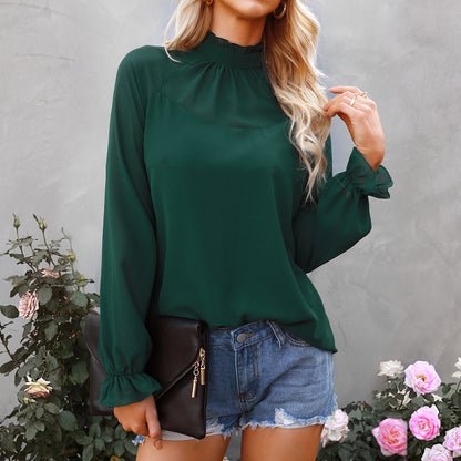 Women's Solid Color Loose Pullover Long Sleeve  T-Shirt