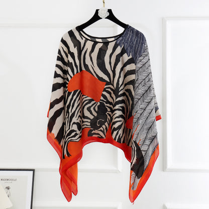 Artificial Silk Pullover Sunscreen Scarf Shawl