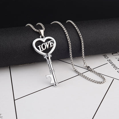 Stainless Steel  Sweet Heart Key Pendants Choker Chain Korean Fashion Jewelry For Women Jewelry Gifts