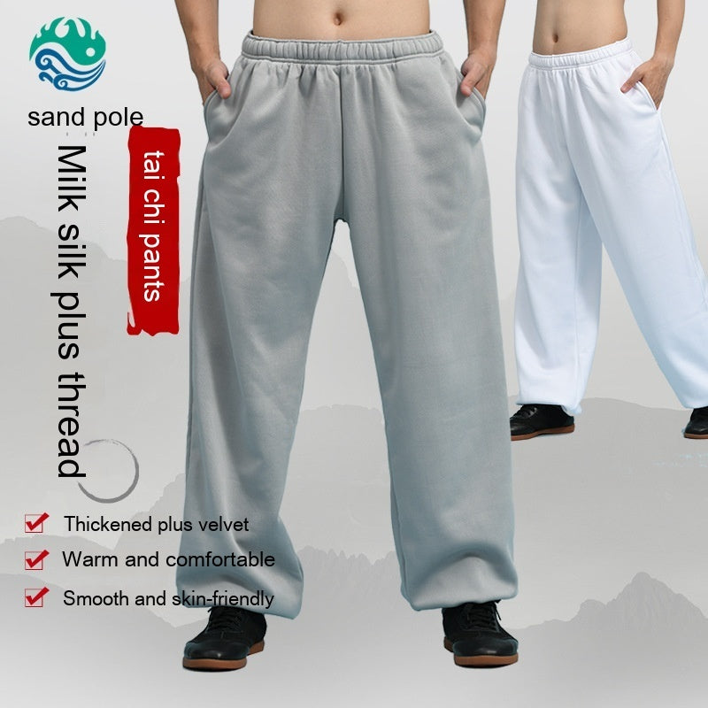 Tai Ji Pants Men's And Women's Autumn And Winter Thickened Fleece-lined