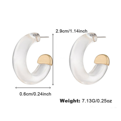 Alloy Spot Drill Transparent Resin Earrings For Women