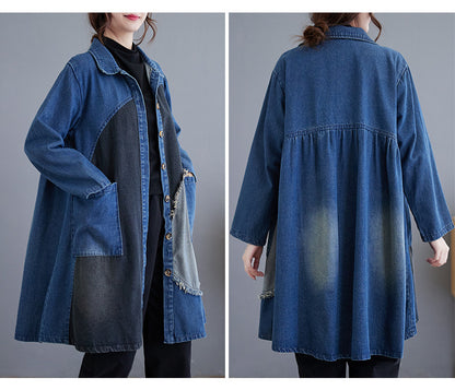 Autumn Japanese New Retro Wash Plus Size Denim Coat