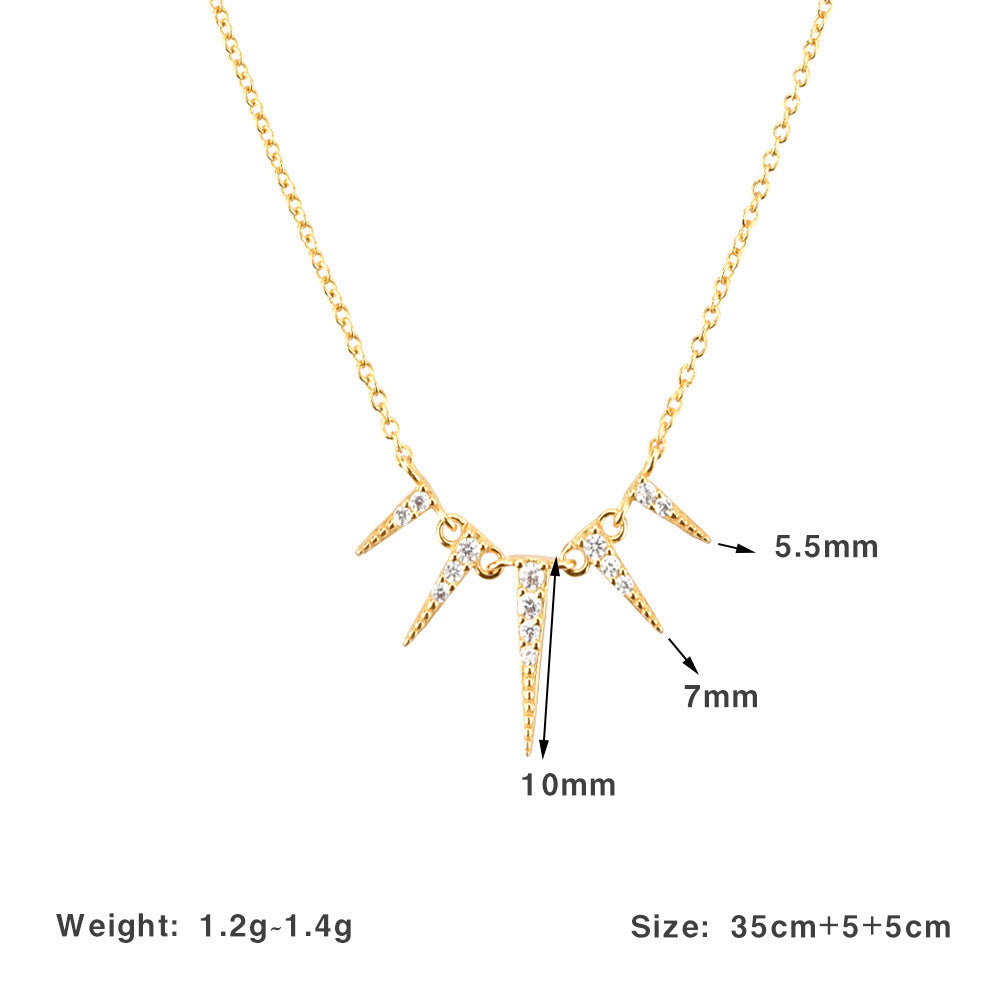 S925 Sterling Silver Tapered Diamond INS Style Necklace