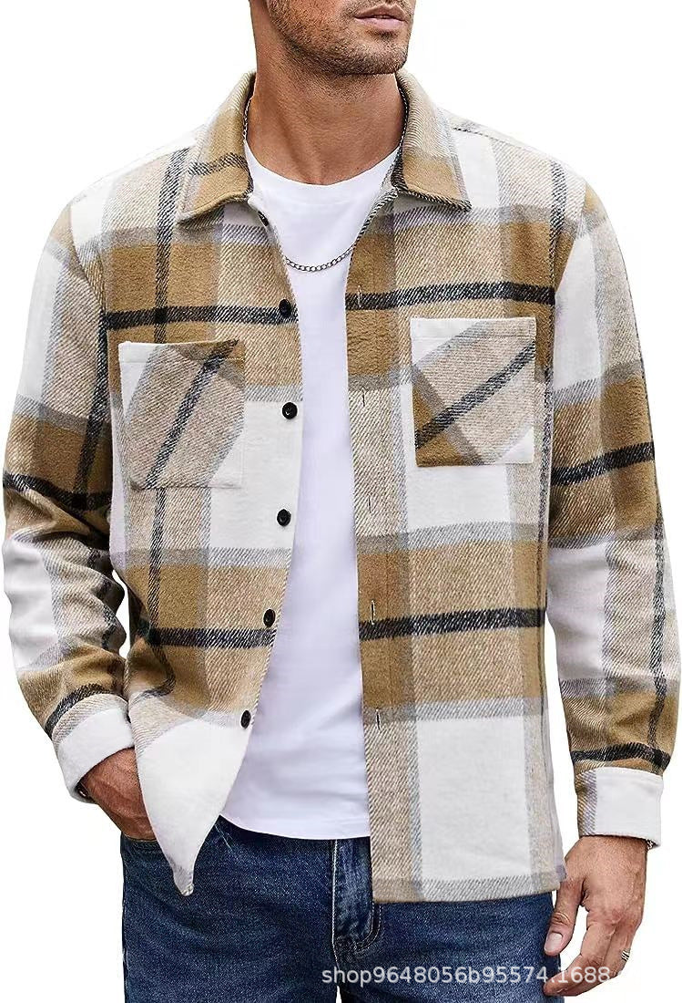 Men's High-end Thermal Plaid Padded Shirt Coat