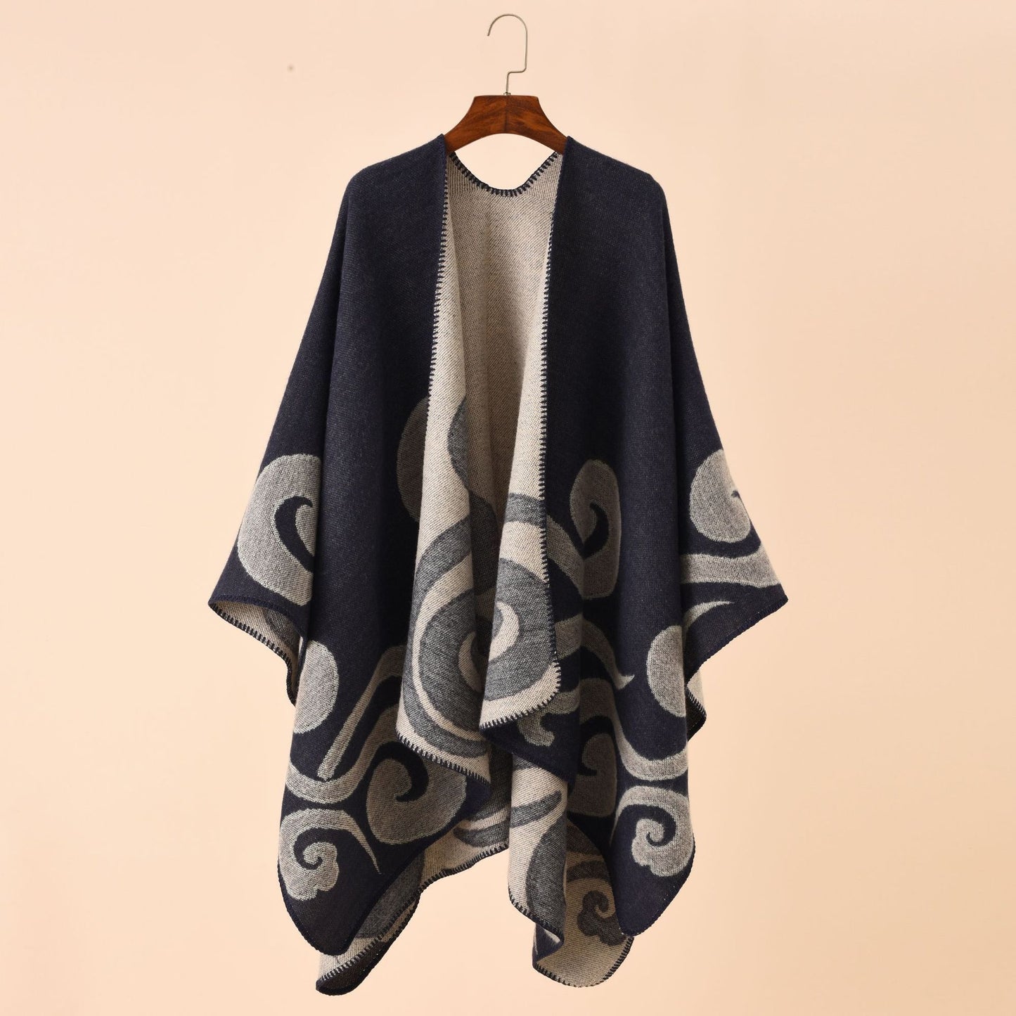 European And American Street Auspicious Clouds Pattern Herringbone Cashmere Warm Shawl