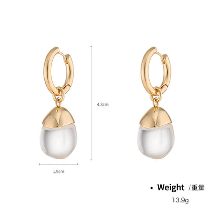 Alloy Spot Drill Transparent Resin Earrings For Women