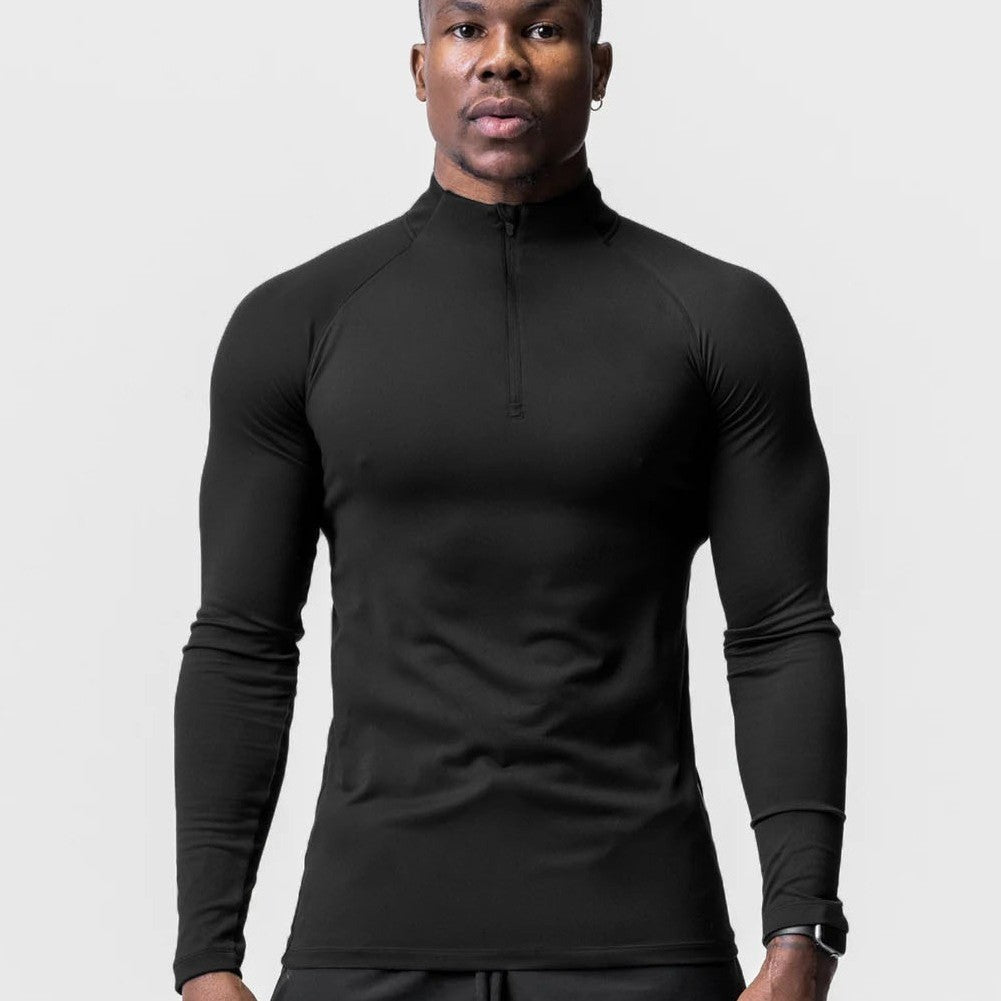 High Collar Half Zipper Training Long Sleeve T-shirt Running Top Fashion